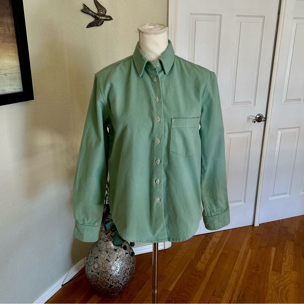 Pomp Proper Fit Green Twill Flannel in Women’s Small - Picture 2 of 9